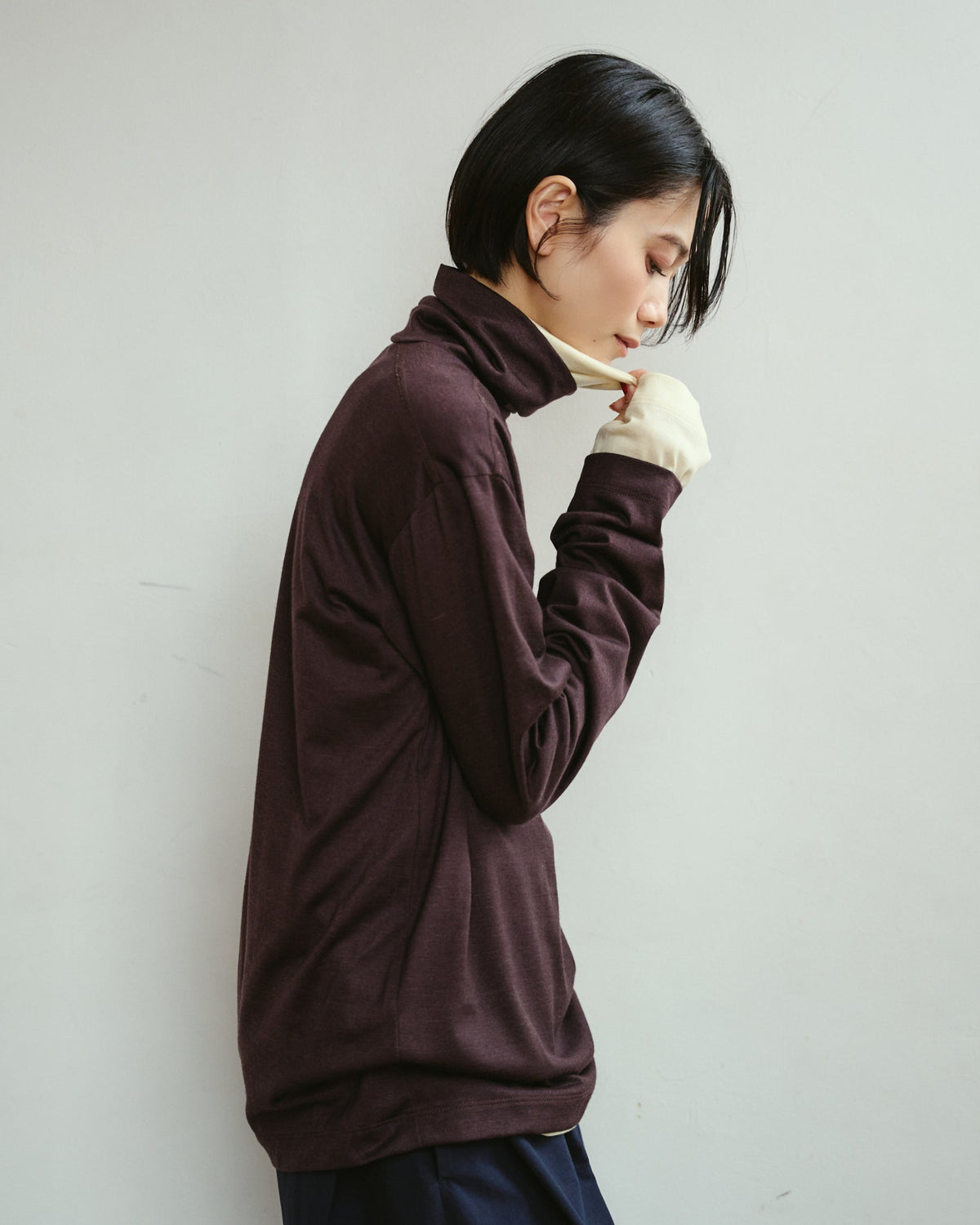 High Neck Long Sleeves Tops