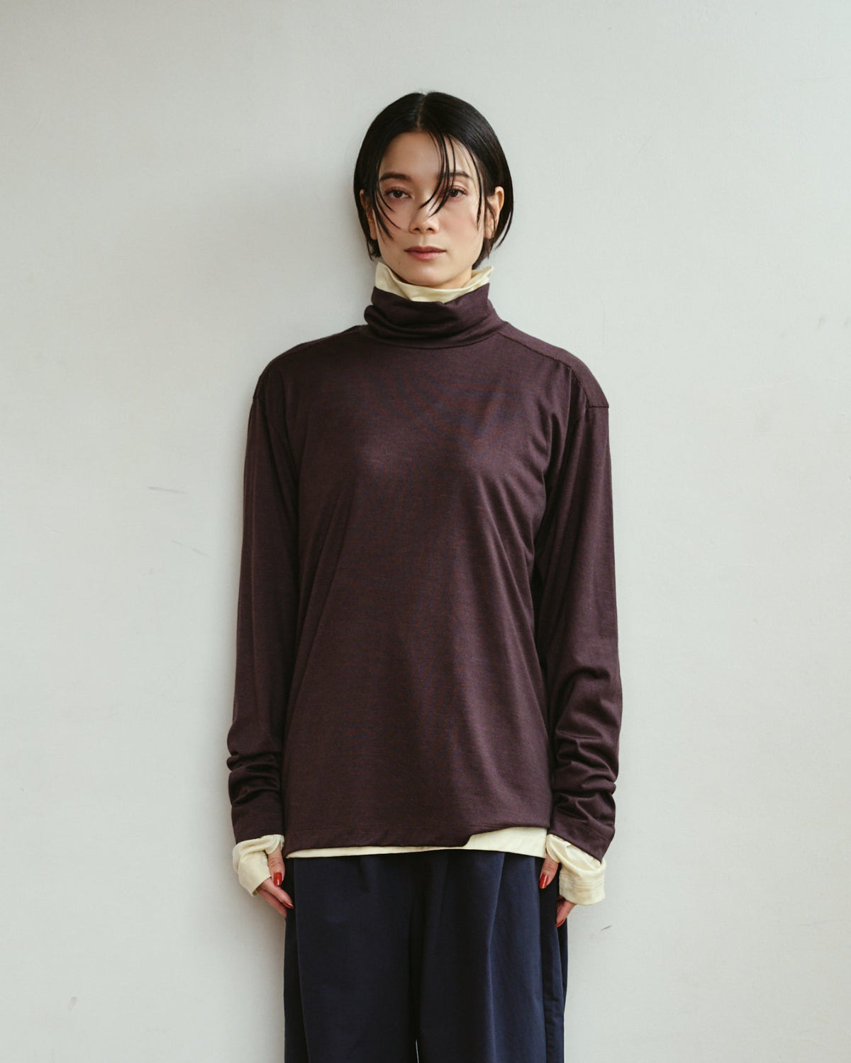 High Neck Long Sleeves Tops