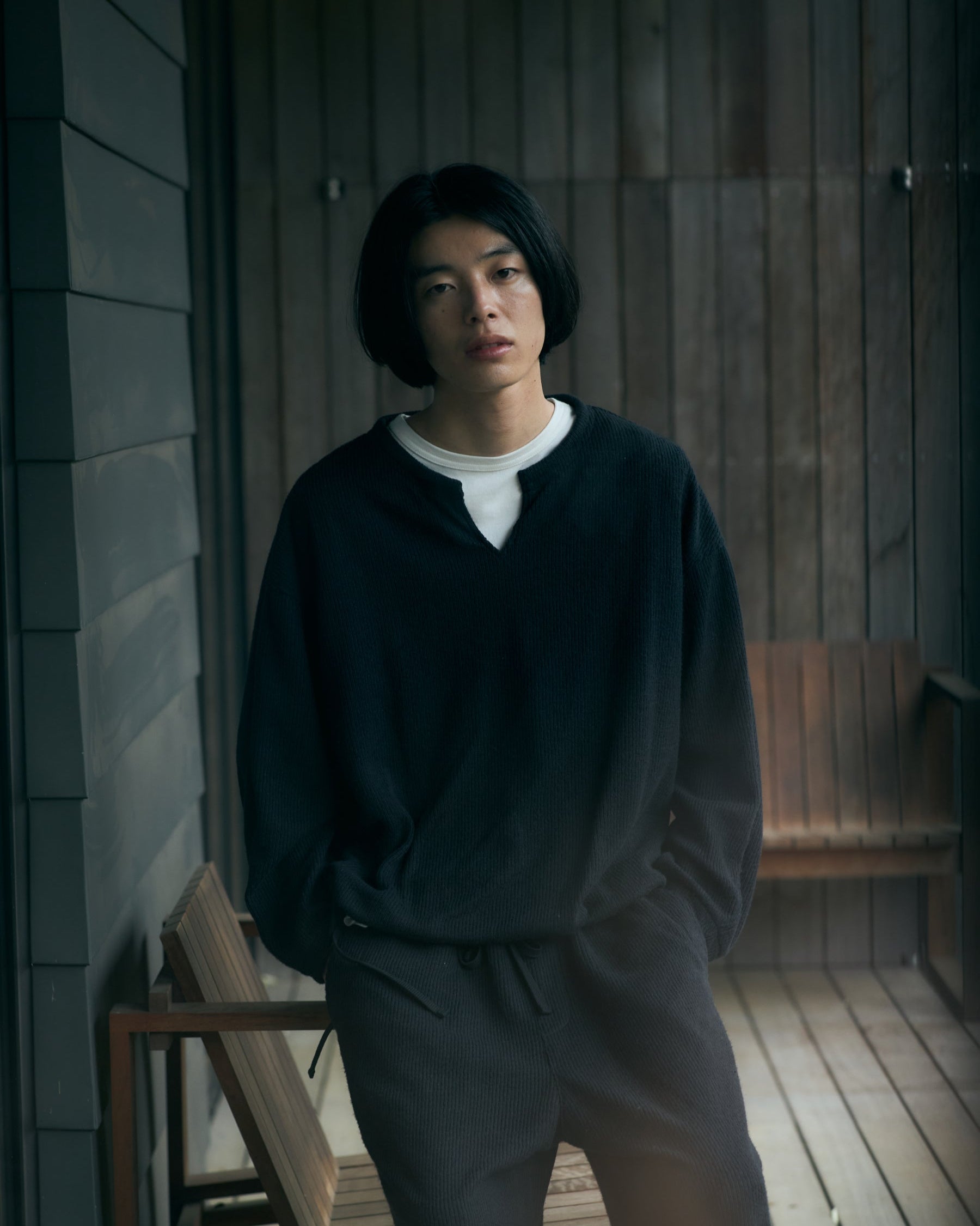 Rib Keyneck Long Tee