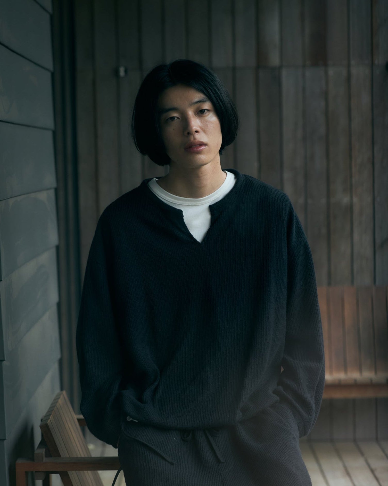 Rib Keyneck Long Tee