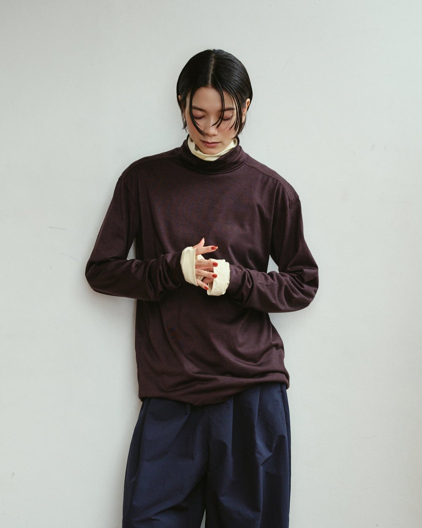 High Neck Long Sleeves Tops