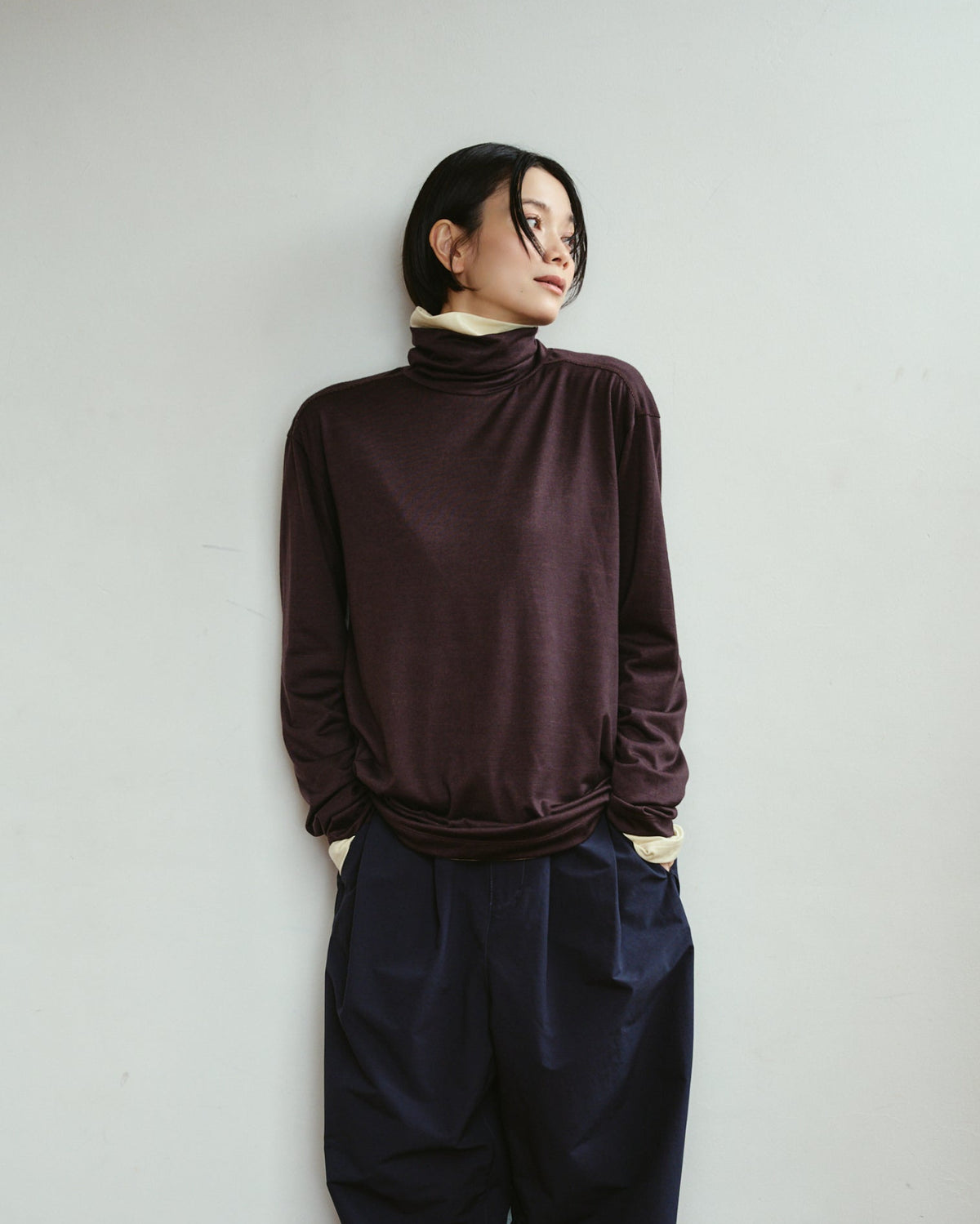 High Neck Long Sleeves Tops