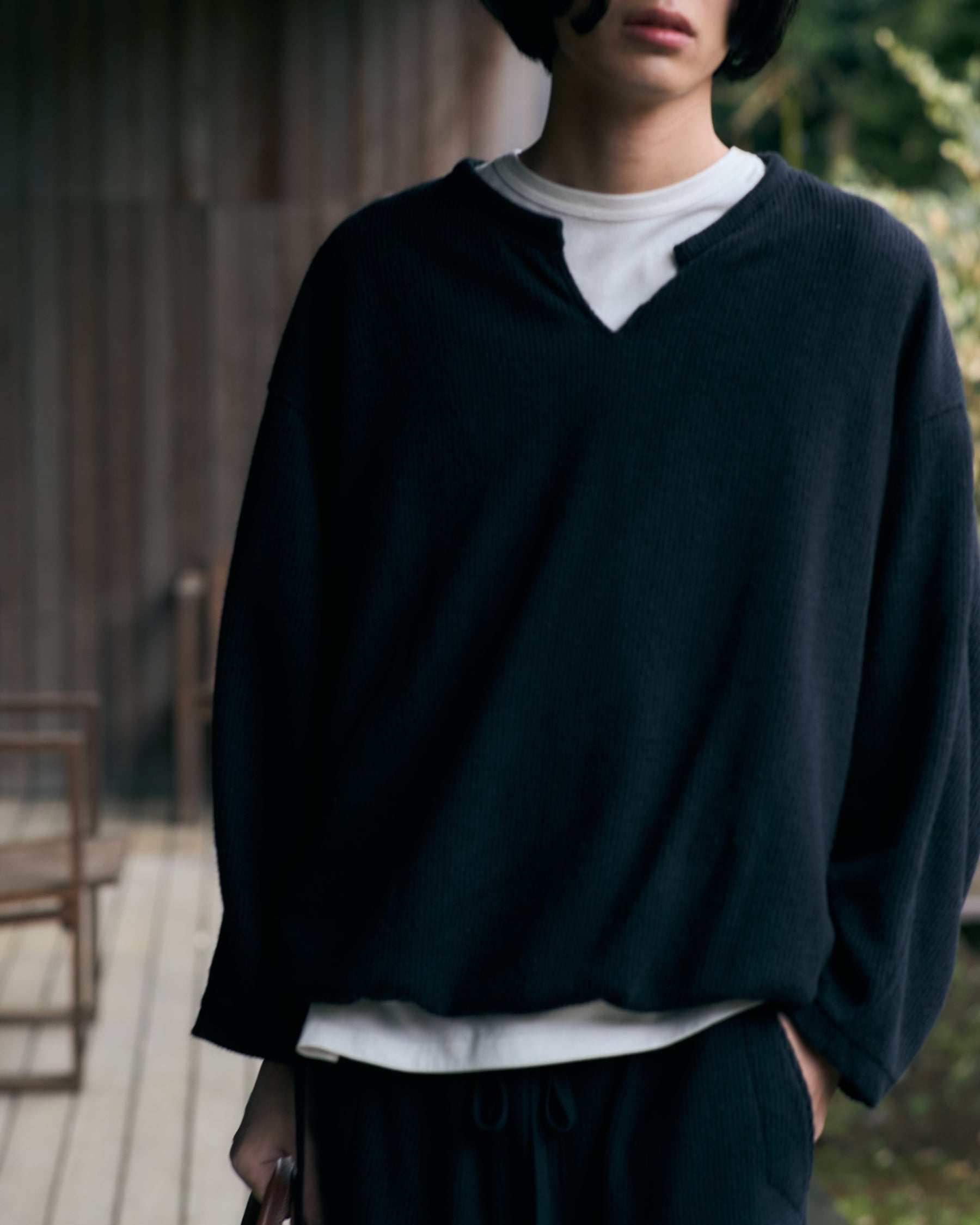 Rib Keyneck Long Tee